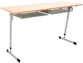 Schooltafel/bureau hout/metaal (verstelbaar in maat 3-7 en 6 kleuren)