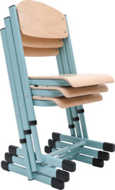 Verstelbare stoelen voor kinderopvang / school hout/metaal (in 4 maten en 6 kleuren)
