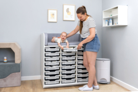 Verschoontafel / commode kinderopvang met opberglades (en aankleedkussen) WIT/NATUUR
