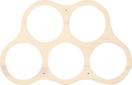Houten opbergsysteem voor 5 ronde zitkussens
