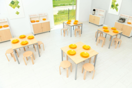 Schoolmeubilair/meubels: Krukken hout (in 7 maten leverbaar)