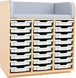 Verschoontafel / commode kinderopvang met 24 opberglades (en aankleedkussen)