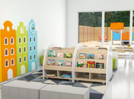 Boekenkast / boekenwagen (wit/esdoorn)