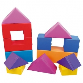 Foam Blokken Set van 13 zachte speelelementen (rood, geel, blauw, oranje, paars)