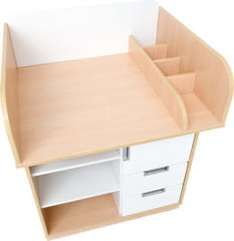 Aankleedmeubel / commode kinderopvang "klein" WIT of NATUUR