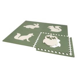 Speelmat Dieren Groen-Crème of Crème-Groen / 4 tegels (60 x 60 x 1,2 cm)