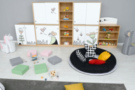 Speelmat/speelkleed met kussens (zwart-wit) 140 cm