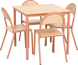 Schoolmeubilair/meubels: tafel met 4 stoelen (BSO/school) in 4 pastelkleuren