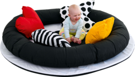 Speelmat/speelkleed met kussens (zwart-wit) 140 cm