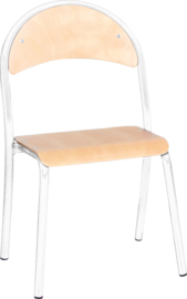 Kinderopvang stoelen hout/metaal "modern" (in 7 maten en 11 kleuren)
