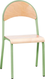 Kinderopvang stoelen hout/metaal "modern" (in 7 maten en 11 kleuren)