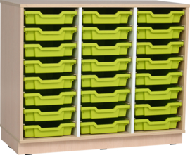 Kinderopvang kast met 24 (kunststof) lades WIT of NATUUR