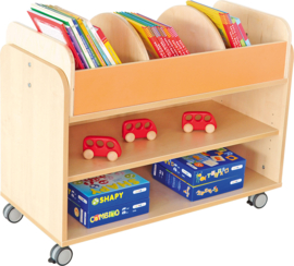 Verrijdbaar opbergmeubel/boekenkast (flexibele bovenkant)