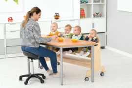 Hoogzit ergonomische bank (verrijdbaar) 4 zitjes