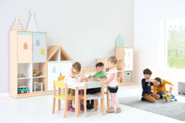 Schoolmeubilair/meubels: Stoelen beuken  (in 4 maten en 11 kleuren)