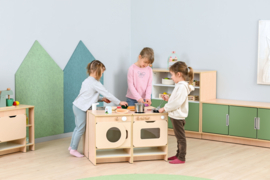 Speelkeuken "professioneel" NATUUR of WIT in 4 kleuren(combinaties)