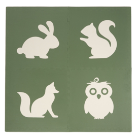 Speelmat Dieren Groen-Crème of Crème-Groen / 4 tegels (60 x 60 x 1,2 cm)