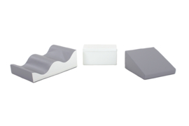 Set van 3 kleine foam blokken/speelkussens GRIJS-WIT