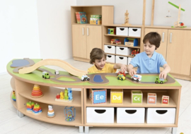 Lage kastenset/hoekafscheiding met weg (3 delen: 2 gebogen)