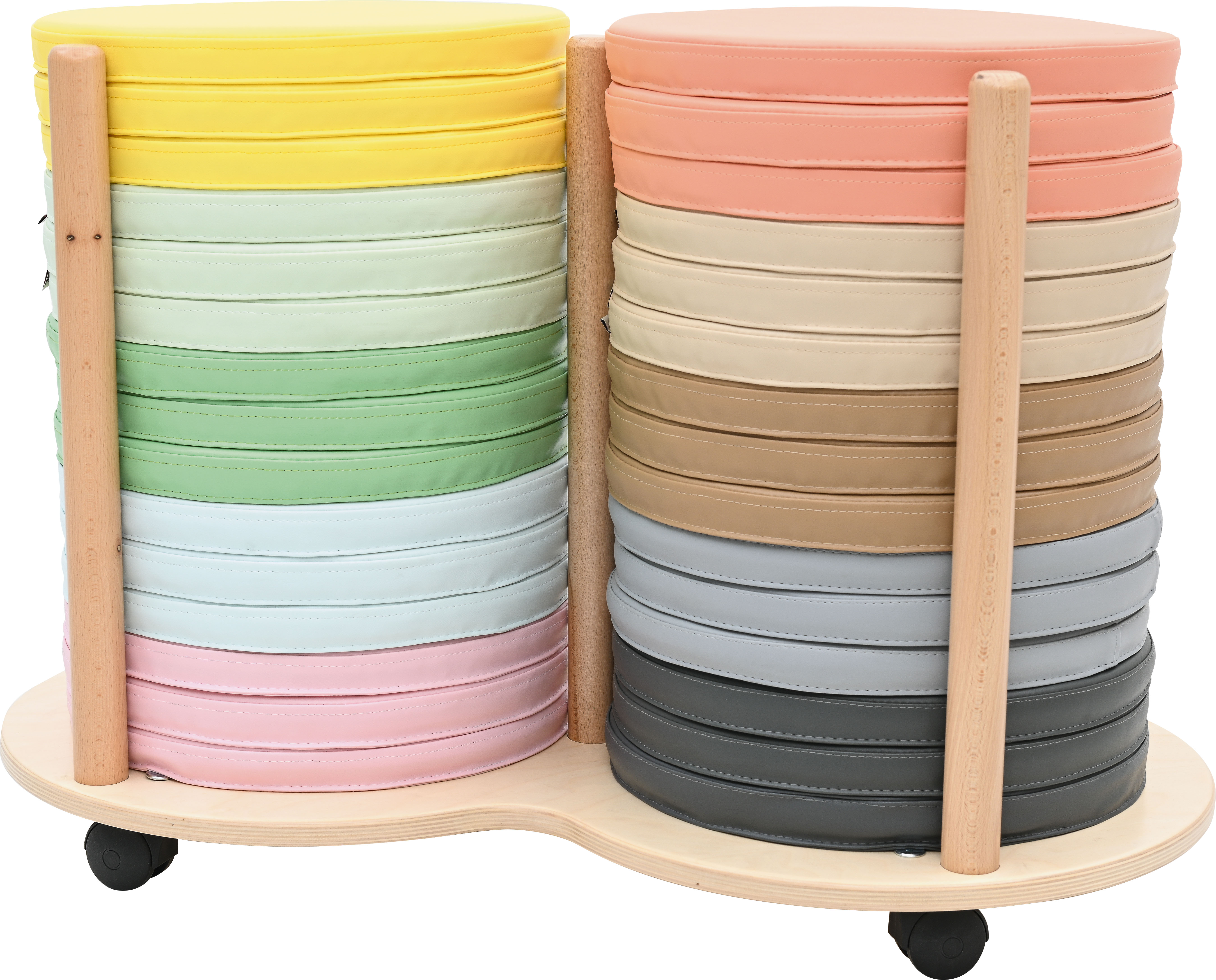 Verrijdbare trolley voor 30 zitkussens (van 35 cm en 3 cm dik)