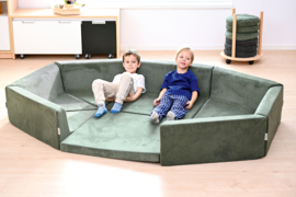 Kruiphoek baby / zachte playpen / softbox corduroy (donkergroen)