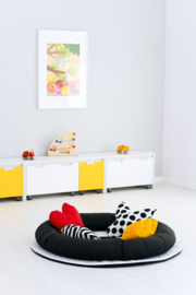 Speelmat/speelkleed met kussens (zwart-wit) 140 cm