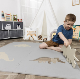 Speelmat Dinosaurussen Wit-Grijs, Crème-Grijs of Grijs-Crème / 4 tegels (60 x 60 x 1,2 cm)