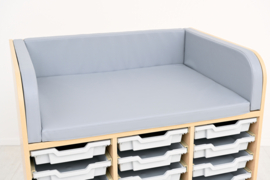 Verschoontafel / commode kinderopvang met 24 opberglades (en aankleedkussen)