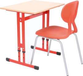 Schooltafel/bureau hout/metaal (verstelbaar in maat 3-7 en 6 kleuren)