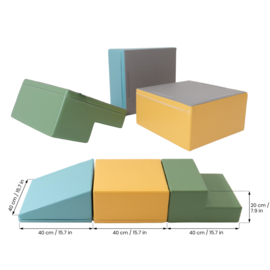 Set van 3 kleine foam blokken/speelkussens (in 2 kleurencombinaties)
