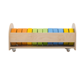Opbergwagen voor 12 dikke ronde zitkussens (van 8 cm dik)