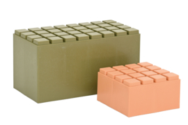 Set van 26 (kunststof) bouwblokken  (khaki/abrikoos)