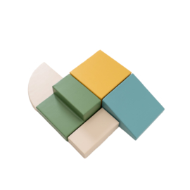 Set van 5 kleine foam blokken/speelkussens (in 5 kleurencombinaties)
