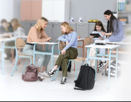 Schoolmeubilair/meubels: tafel met 4 stoelen (BSO/school) in 4 pastelkleuren