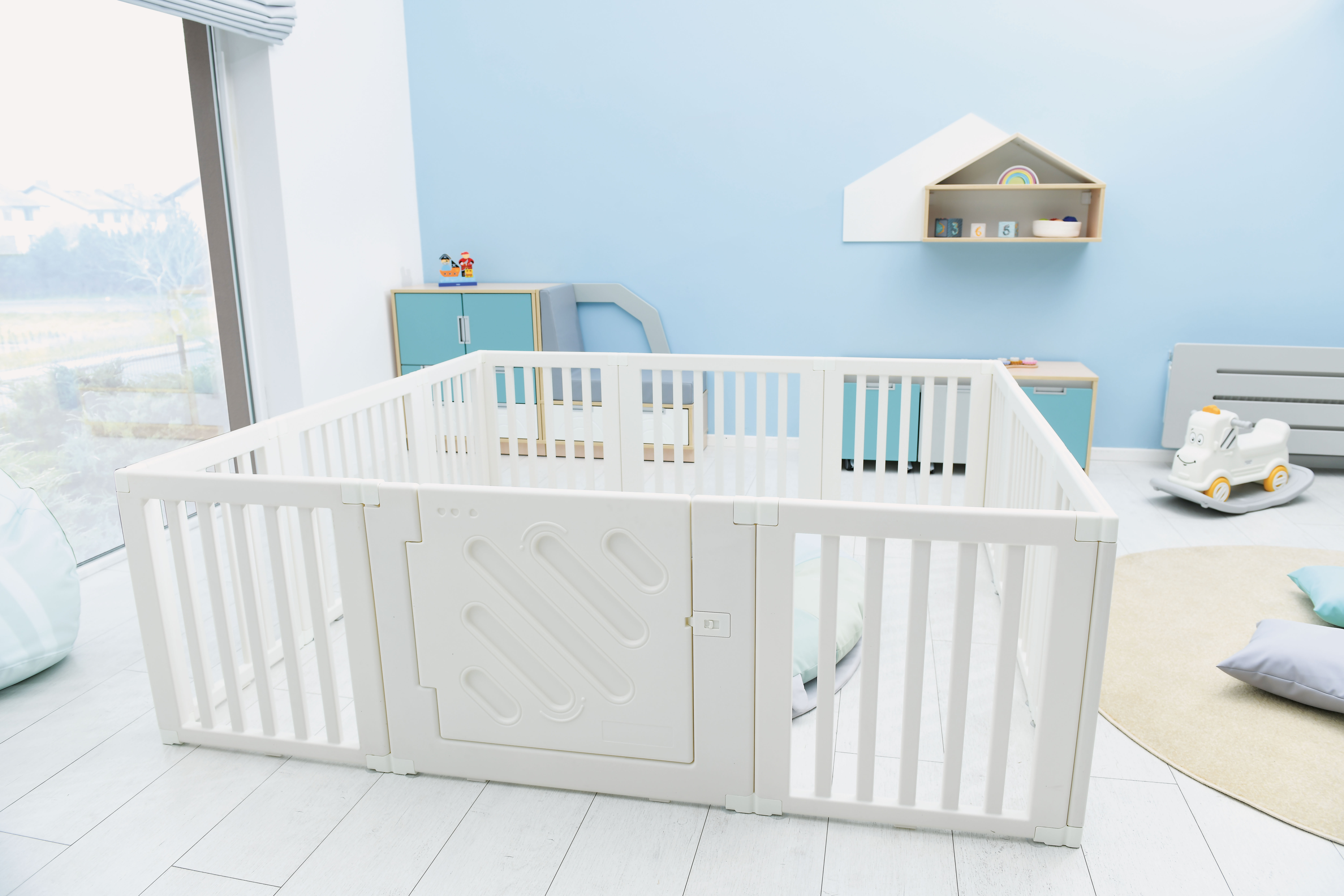 Kunststof grondbox/playpen 187 x 203 x 68 cm (WIT)
