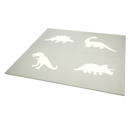 Speelmat Dinosaurussen Wit-Grijs of Grijs-Crème / 4 tegels (60 x 60 x 1,2 cm)