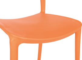 Schoolmeubilair/meubels: Stoelen kunststof (oranje of geel) zithoogte: 47,5 cm