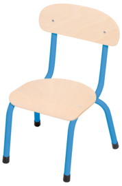 Kinderopvang stoelen hout/metaal "klassiek" (in 5 maten en 6 kleuren)