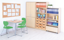 Kinderopvang kast met 2 rolcontainers (in 4 hoogtes en 7 kleuren)