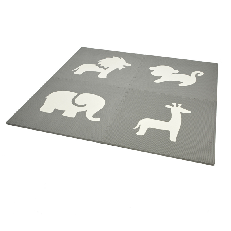 Speelmat Dieren Grijs-Wit of Wit-Grijs / 4 tegels (60 x 60 x 1,2 cm)