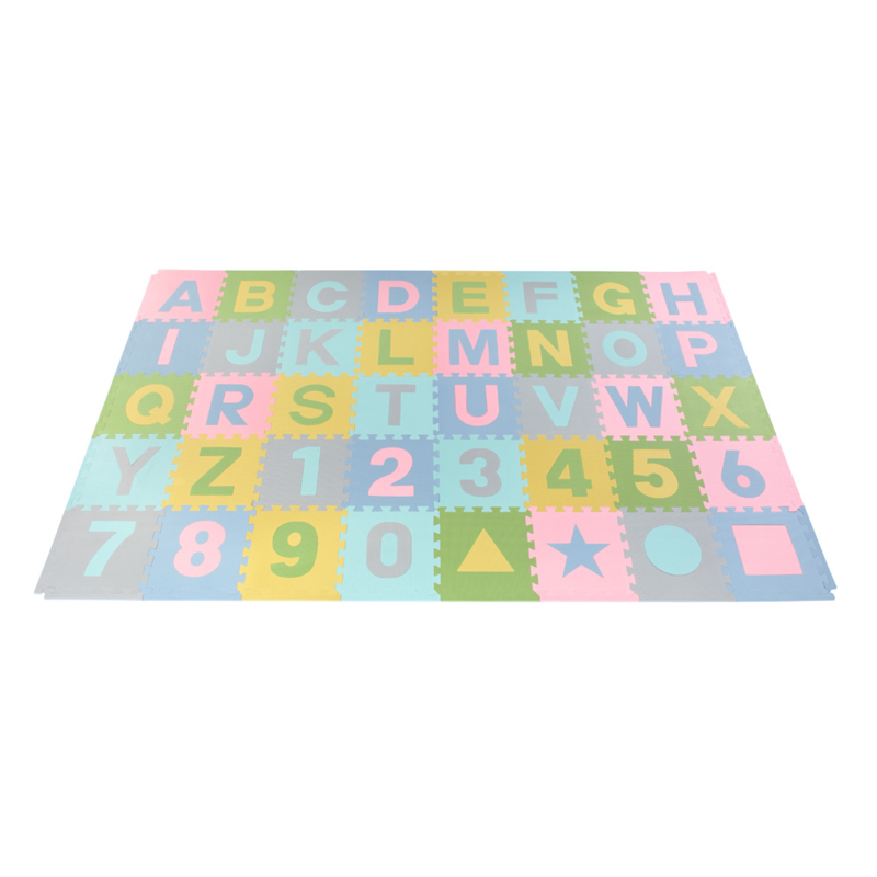 volgens Wijde selectie Beïnvloeden Speelmat alfabet/cijfers/figuren Pastel 3,6 m² / 40 tegels (30 x 30 x 1,2  cm) | Speelmatten | Boxenland
