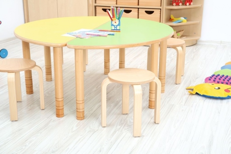 Schoolmeubilair/meubels: Tafels hout met HPL blad (in vormen en 5 kleuren) | Schoolmeubilair | Boxenland