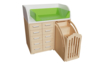 Aankleedmeubel / commode kinderopvang "WIT" of "BERKEN" (met aankleedkussen en verschuifbare trap)