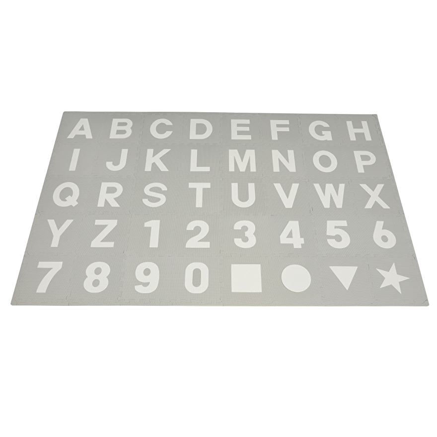 huis in het midden van niets strak Speelmat alfabet/cijfers/figuren Grijs-Wit of Wit-Grijs 3,6 m² / 40 tegels  (30 x 30 x 1,2 cm) | Speelmatten | Boxenland