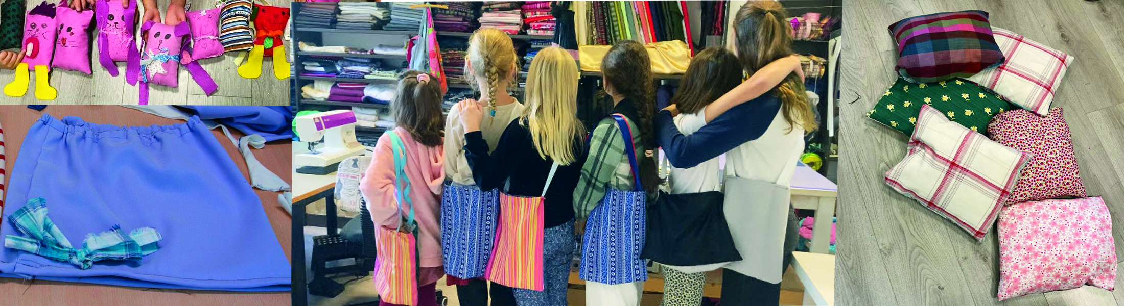 werkstukken naaiworkshop kinderfeestje