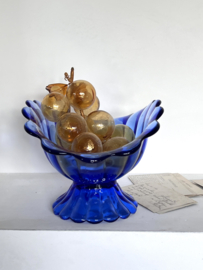 Unique blue glass fruit bowl in shell shape