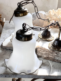 Brocant hanging lamp milk glass