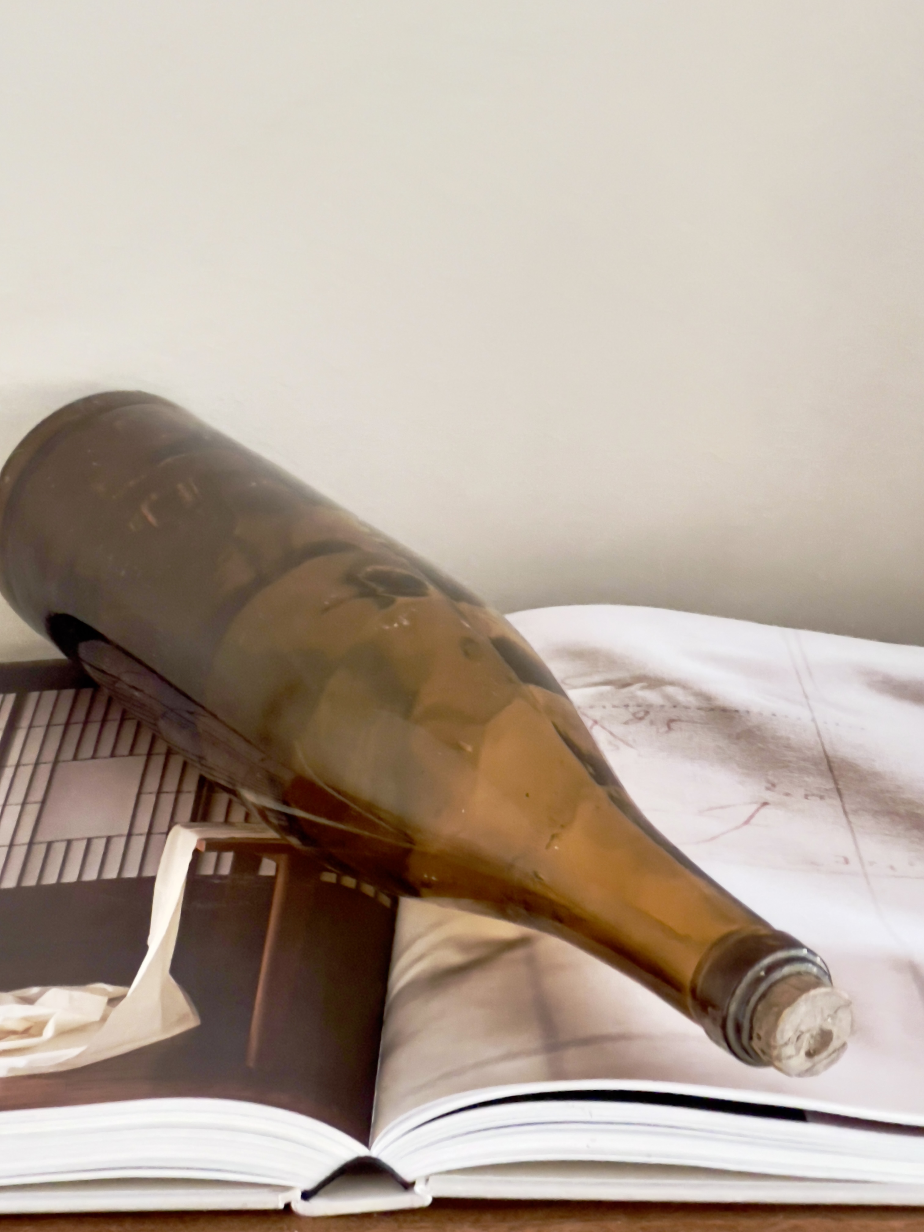 Old amber colored wine botte
