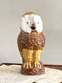 Old Barbotine pouring jug owl