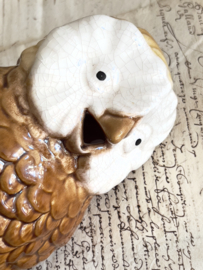 Old Barbotine pouring jug owl